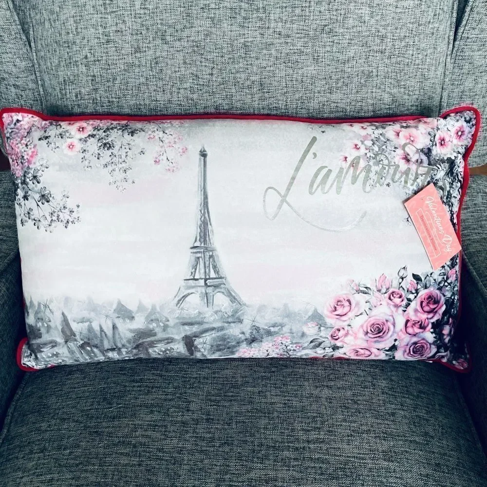 L’Amour Paris Eiffel Tower Valentine Soft Throw Pillow
